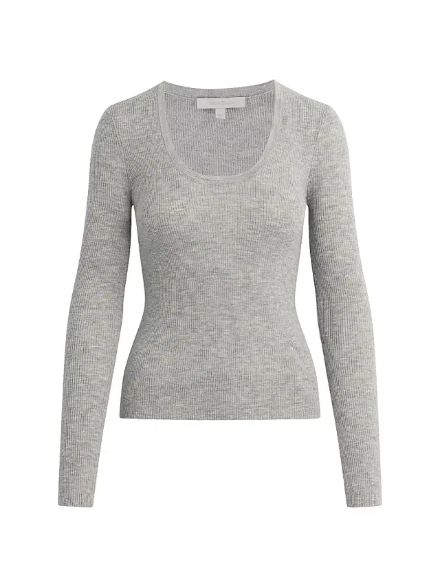 Favorite Daughter Women's Take It Easy Extrafine Merino Wool Scoopneck Top - Heather Grey