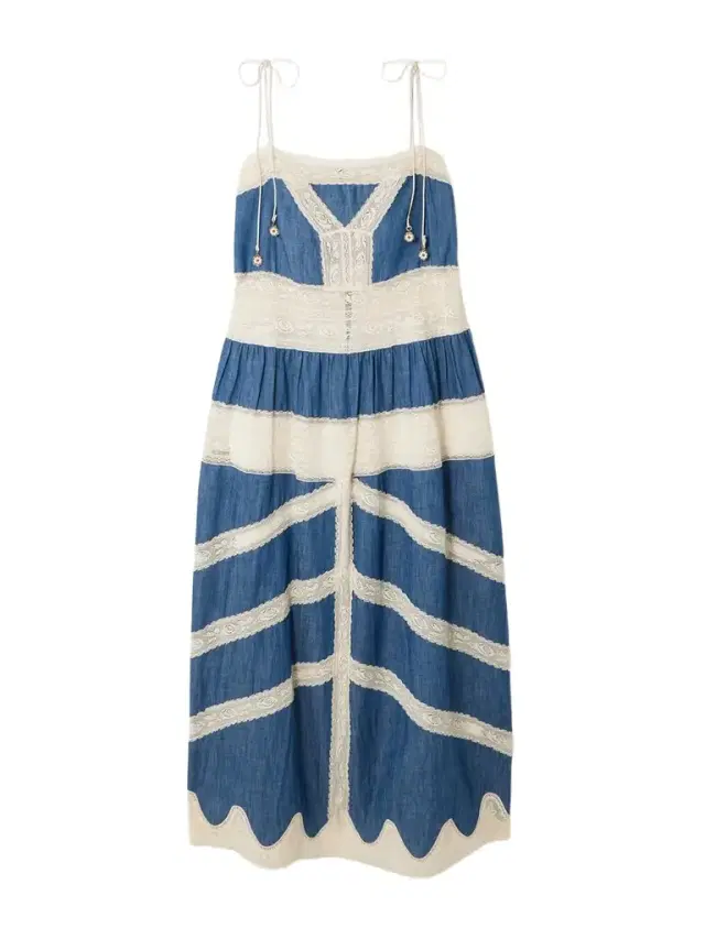Awaken Lace-trimmed Denim Midi Dress