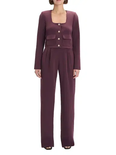 Favorite Daughter Women's The Laura Square-Neck Crop Jacket - Burgundy Dahlia - Size XS | Thumbnail 2