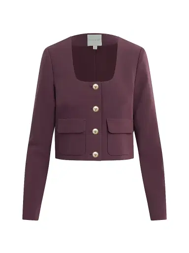 Favorite Daughter Women's The Laura Square-Neck Crop Jacket - Burgundy Dahlia - Size XS | Thumbnail 1
