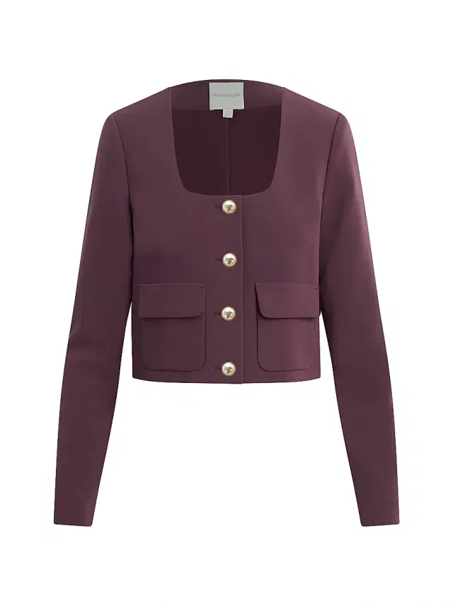 Favorite Daughter Women's The Laura Square-Neck Crop Jacket - Burgundy Dahlia