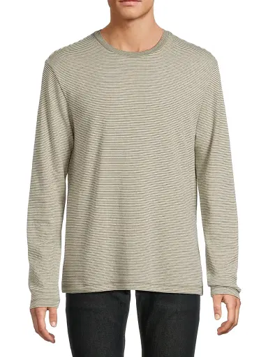 Vince Men's Striped Cotton Crewneck Shirt - Meadowlark Sycamore - Size XXL | Thumbnail 3