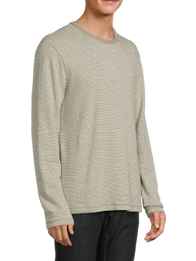 Vince Men's Striped Cotton Crewneck Shirt - Meadowlark Sycamore - Size XXL | Thumbnail 4