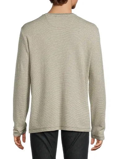 Vince Men's Striped Cotton Crewneck Shirt - Meadowlark Sycamore - Size XXL | Thumbnail 5
