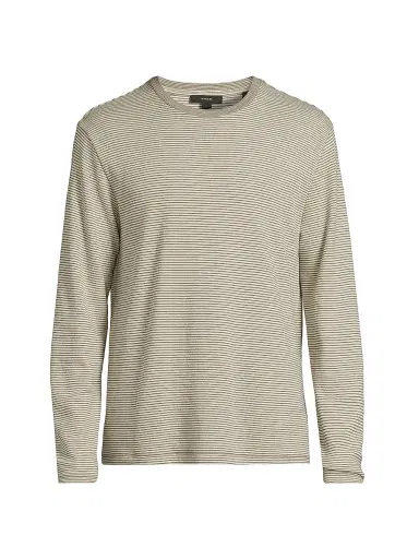 Vince Men's Striped Cotton Crewneck Shirt - Meadowlark Sycamore - Size XXL | Thumbnail 1