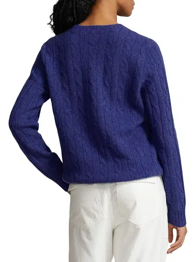 Polo Ralph Lauren Men's Cable-Knit Cashmere Crewneck Sweater - Rustic Navy Heather - Size XXL | Thumbnail 6 Polo Ralph Lauren Men's Cable-Knit Cashmere Crewneck Sweater - Rustic Navy Heather - Size XXL | Thumbnail 6