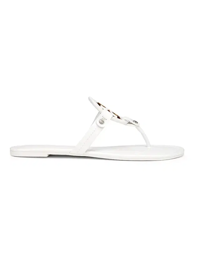 Tory Burch Women's Miller Patent Leather Thong Sandals - Optic White
