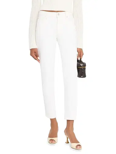 FRAME Women's The Borrowed Crop Jeans - White | Thumbnail 3