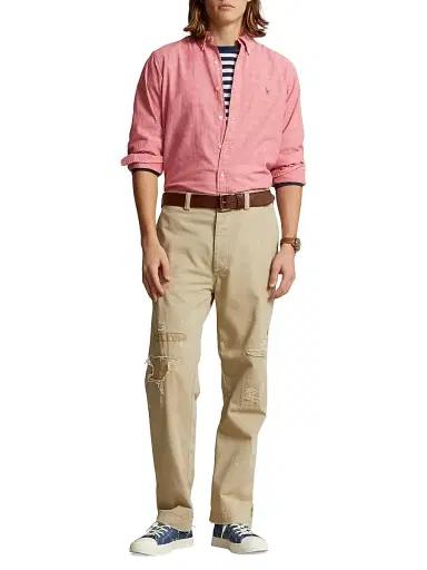 Polo Ralph Lauren Men's Chambray Sport Shirt - Nautical Red White | Thumbnail 2 Polo Ralph Lauren Men's Chambray Sport Shirt - Nautical Red White | Thumbnail 2