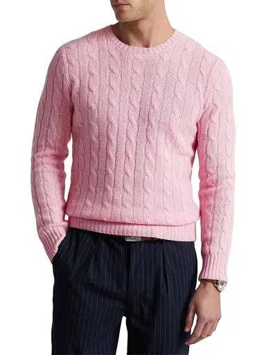 Polo Ralph Lauren Men's Cashmere Cable-Knit Sweater - Dusty Pink | Thumbnail 3