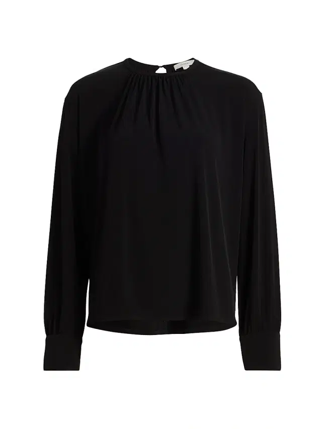Vince Women's Gathered Crewneck Blouse - Black