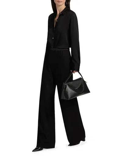 Vince Women's Slim-Fit Classic Shirt - Black - Size XXS | Thumbnail 2