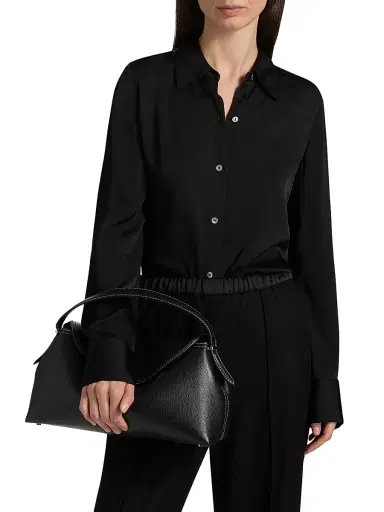 Vince Women's Slim-Fit Classic Shirt - Black - Size XXS | Thumbnail 3