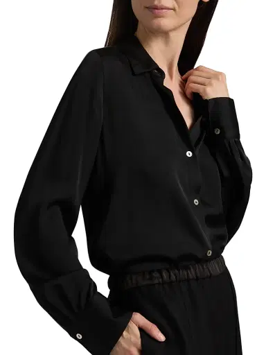Vince Women's Slim-Fit Classic Shirt - Black - Size XXS | Thumbnail 6