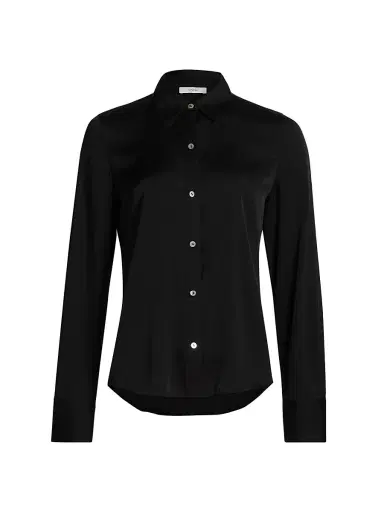 Vince Women's Slim-Fit Classic Shirt - Black - Size XXS | Thumbnail 1