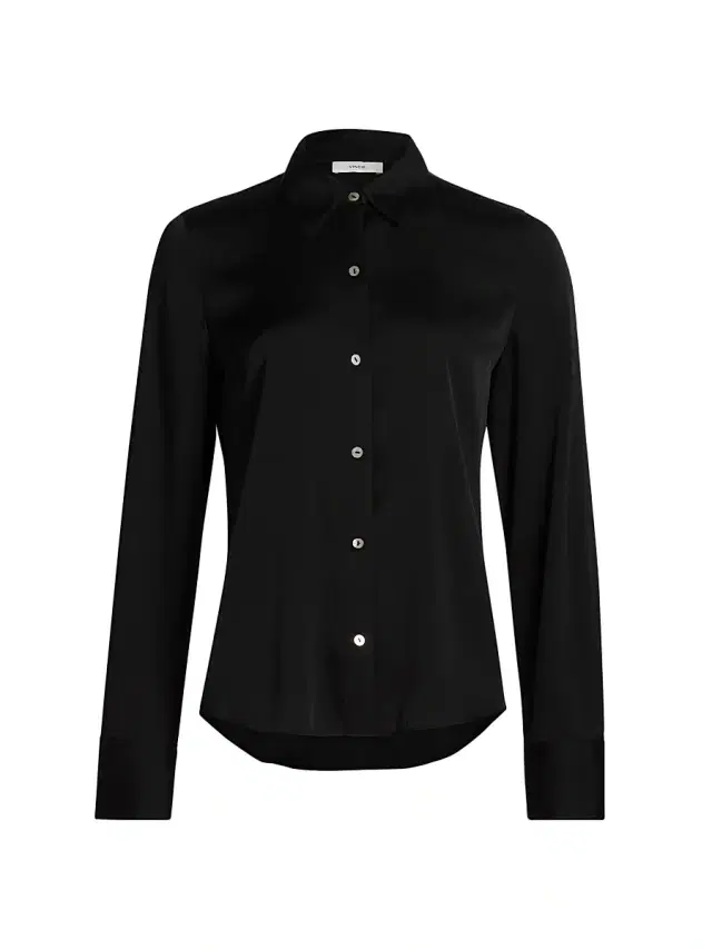 Vince Women's Slim-Fit Classic Shirt - Black