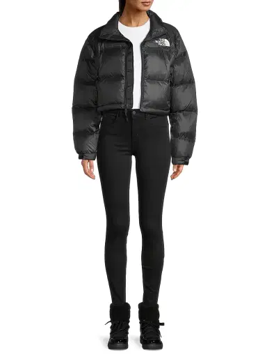 The North Face Women's Nuptse Cropped Down Puffer Jacket - Black - Size XL | Thumbnail 2