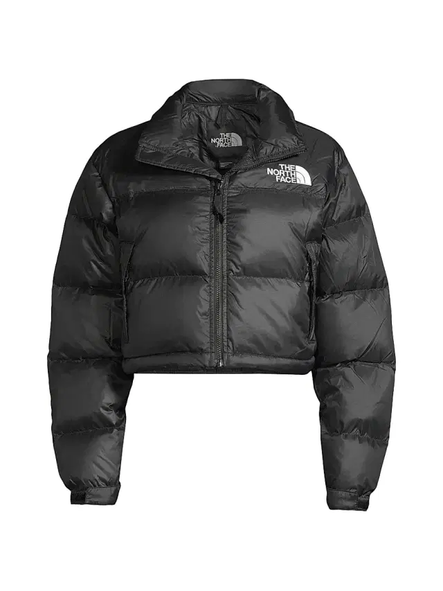 The North Face Women's Nuptse Cropped Down Puffer Jacket - Black