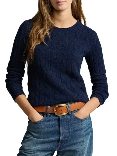 Polo Ralph Lauren Women's Cashmere Cable-Knit Crewneck Sweater | Thumbnail 3 Polo Ralph Lauren Women's Cashmere Cable-Knit Crewneck Sweater | Thumbnail 3