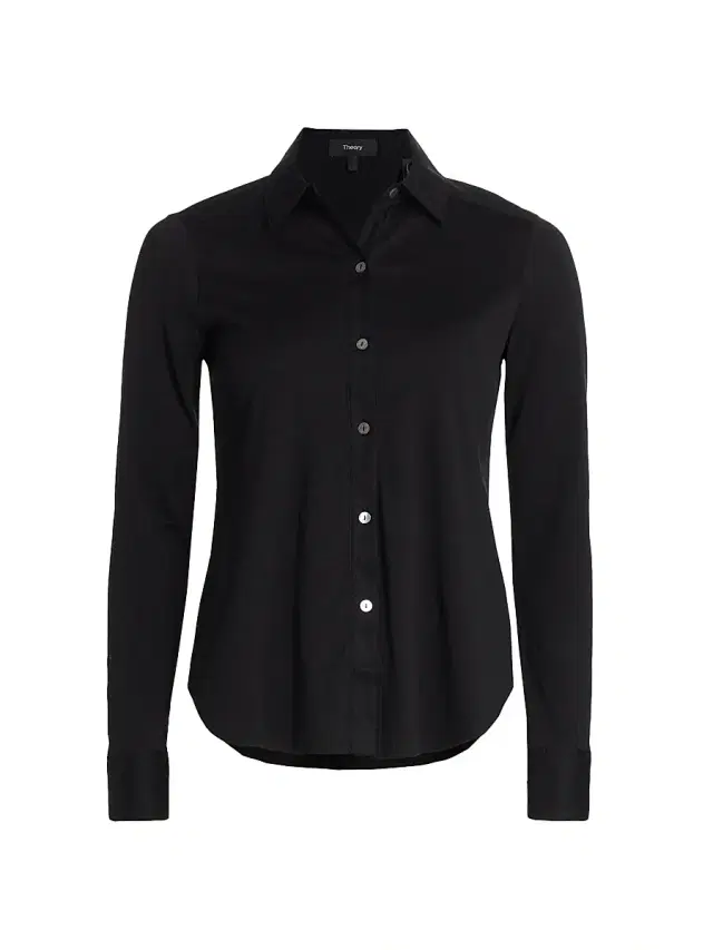 Theory Women's Riduro Organic Cotton Shirt - Black 001