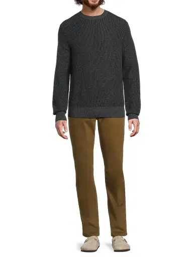 Vince Men's Geo Jacquard Long-Sleeve Crewneck Sweater - Driver Green Coastal - Size XL | Thumbnail 2