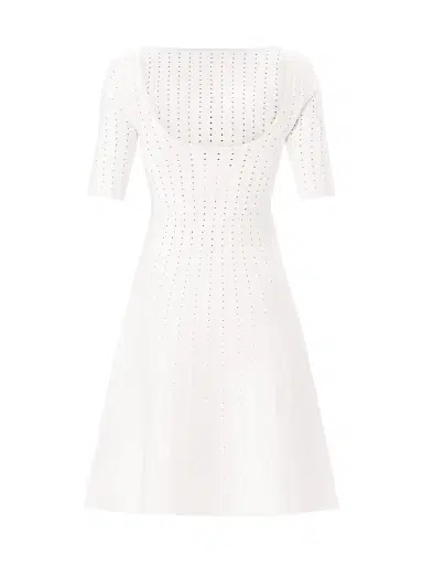 Hervé Léger Women's The Donna Pointelle-Knit Fit & Flare Minidress - Alabaster - Size XS | Thumbnail 3 Hervé Léger Women's The Donna Pointelle-Knit Fit & Flare Minidress - Alabaster - Size XS | Thumbnail 3