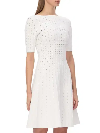 Hervé Léger Women's The Donna Pointelle-Knit Fit & Flare Minidress - Alabaster - Size XS | Thumbnail 5 Hervé Léger Women's The Donna Pointelle-Knit Fit & Flare Minidress - Alabaster - Size XS | Thumbnail 5