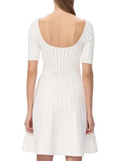 Hervé Léger Women's The Donna Pointelle-Knit Fit & Flare Minidress - Alabaster - Size XS | Thumbnail 6 Hervé Léger Women's The Donna Pointelle-Knit Fit & Flare Minidress - Alabaster - Size XS | Thumbnail 6