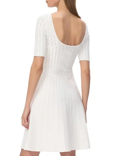 Hervé Léger Women's The Donna Pointelle-Knit Fit & Flare Minidress - Alabaster - Size XS | Thumbnail 7 Hervé Léger Women's The Donna Pointelle-Knit Fit & Flare Minidress - Alabaster - Size XS | Thumbnail 7