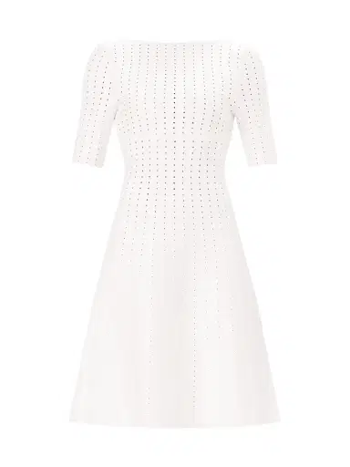 Hervé Léger Women's The Donna Pointelle-Knit Fit & Flare Minidress - Alabaster - Size XS | Thumbnail 1 Hervé Léger Women's The Donna Pointelle-Knit Fit & Flare Minidress - Alabaster - Size XS | Thumbnail 1