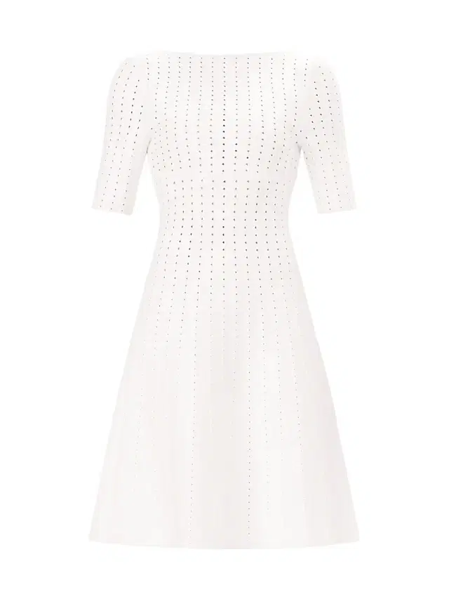Hervé Léger Women's The Donna Pointelle-Knit Fit & Flare Minidress - Alabaster