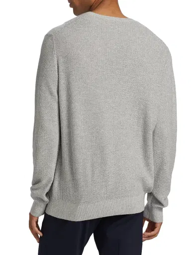 Vince Men's Geo Jacquard Long-Sleeve Crewneck Sweater - Heather Grey Classic Cream | Thumbnail 5