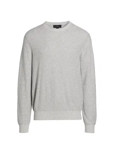 Vince Men's Geo Jacquard Long-Sleeve Crewneck Sweater - Heather Grey Classic Cream | Thumbnail 1