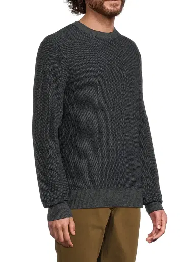 Vince Men's Geo Jacquard Long-Sleeve Crewneck Sweater - Coastal Medium Heather Grey | Thumbnail 4