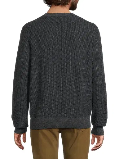 Vince Men's Geo Jacquard Long-Sleeve Crewneck Sweater - Coastal Medium Heather Grey | Thumbnail 5