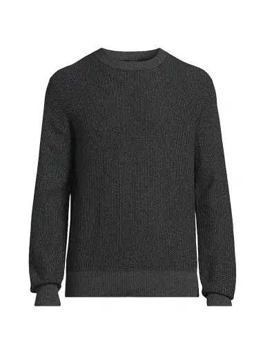 Vince Men's Geo Jacquard Long-Sleeve Crewneck Sweater - Coastal Medium Heather Grey | Thumbnail 1