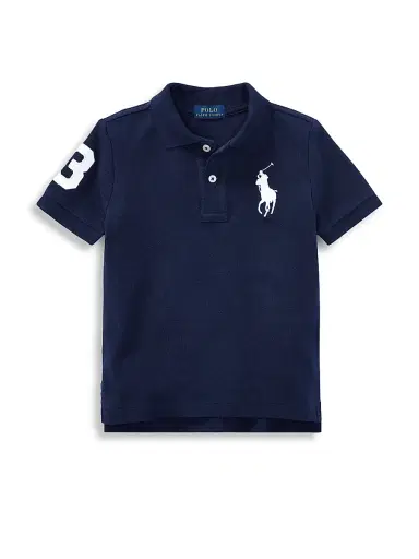 Polo Ralph Lauren Big Pony Cotton Mesh Polo - Navy - Size 7 | Thumbnail 1 Polo Ralph Lauren Big Pony Cotton Mesh Polo - Navy - Size 7 | Thumbnail 1
