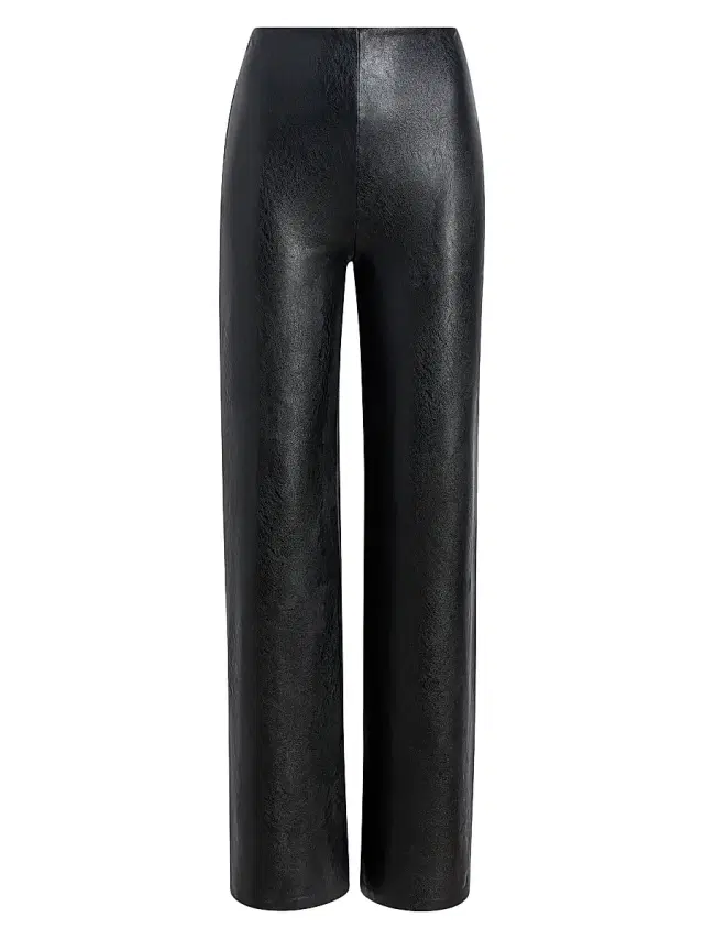 Commando Women's Faux-Leather Wide-Leg Pants - Black