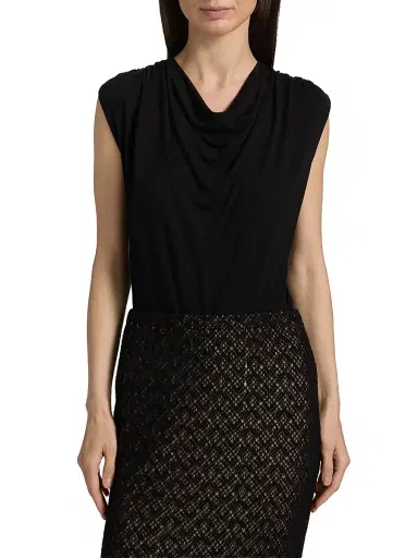 Vince Women's Draped Cowlneck Sleeveless Top - Black - Size XS | Thumbnail 3 Vince Women's Draped Cowlneck Sleeveless Top - Black - Size XS | Thumbnail 3