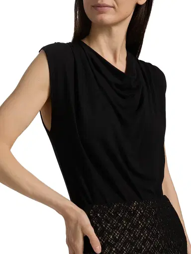 Vince Women's Draped Cowlneck Sleeveless Top - Black - Size XS | Thumbnail 6 Vince Women's Draped Cowlneck Sleeveless Top - Black - Size XS | Thumbnail 6