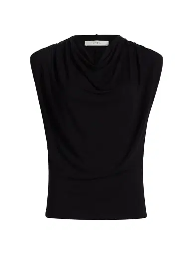 Vince Women's Draped Cowlneck Sleeveless Top - Black - Size XS | Thumbnail 1 Vince Women's Draped Cowlneck Sleeveless Top - Black - Size XS | Thumbnail 1