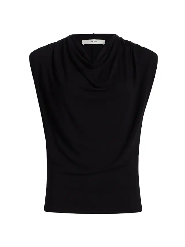 Vince Women's Draped Cowlneck Sleeveless Top - Black