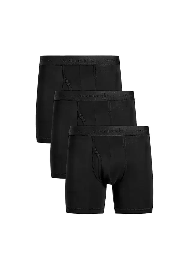 Commando Men's Micro Modal Relaxed-Fit Boxer Brief 3-Pack - Black