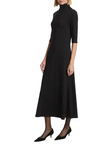 Vince Women's Turtleneck Knit Midi-Dress - Black | Thumbnail 4 Vince Women's Turtleneck Knit Midi-Dress - Black | Thumbnail 4