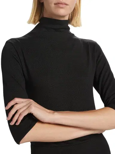 Vince Women's Turtleneck Knit Midi-Dress - Black | Thumbnail 6 Vince Women's Turtleneck Knit Midi-Dress - Black | Thumbnail 6
