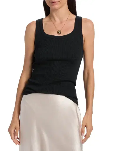 Vince Women's Scoopneck Cotton-Blend Tank - Black - Size XXS | Thumbnail 3