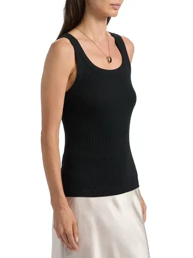 Vince Women's Scoopneck Cotton-Blend Tank - Black - Size XXS | Thumbnail 4