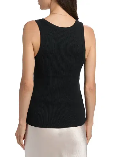 Vince Women's Scoopneck Cotton-Blend Tank - Black - Size XXS | Thumbnail 5