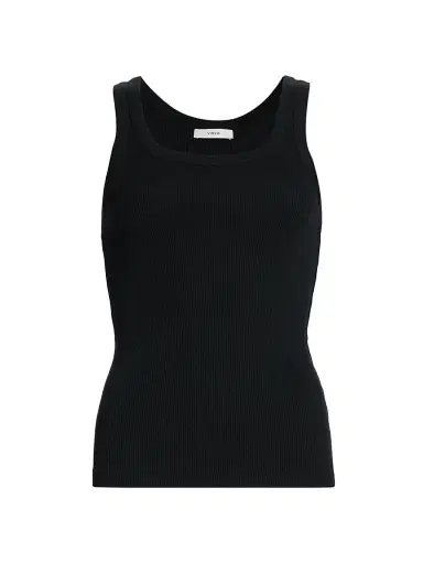 Vince Women's Scoopneck Cotton-Blend Tank - Black - Size XXS | Thumbnail 1