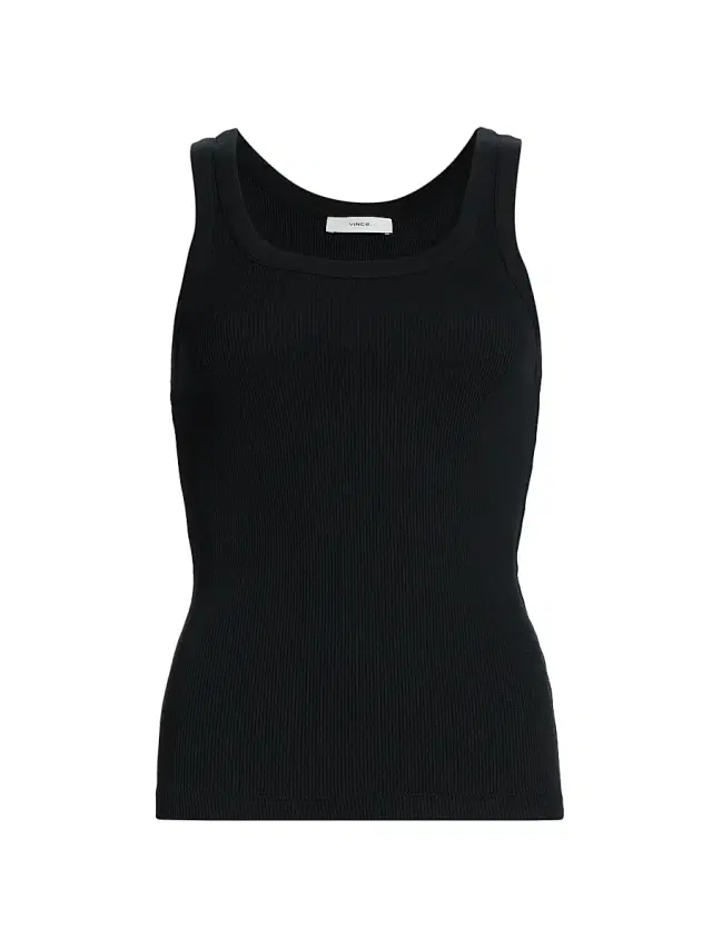 Vince Women's Scoopneck Cotton-Blend Tank - Black